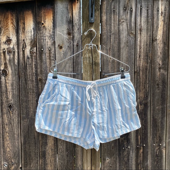 Aerie Blue & White Striped Drawstring Shorts Size Large - Picture 2 of 6